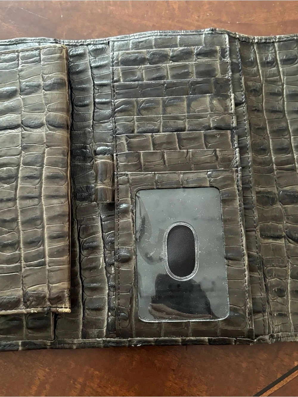 Brahmin Cordelia wallet gray with croc-embossed leather